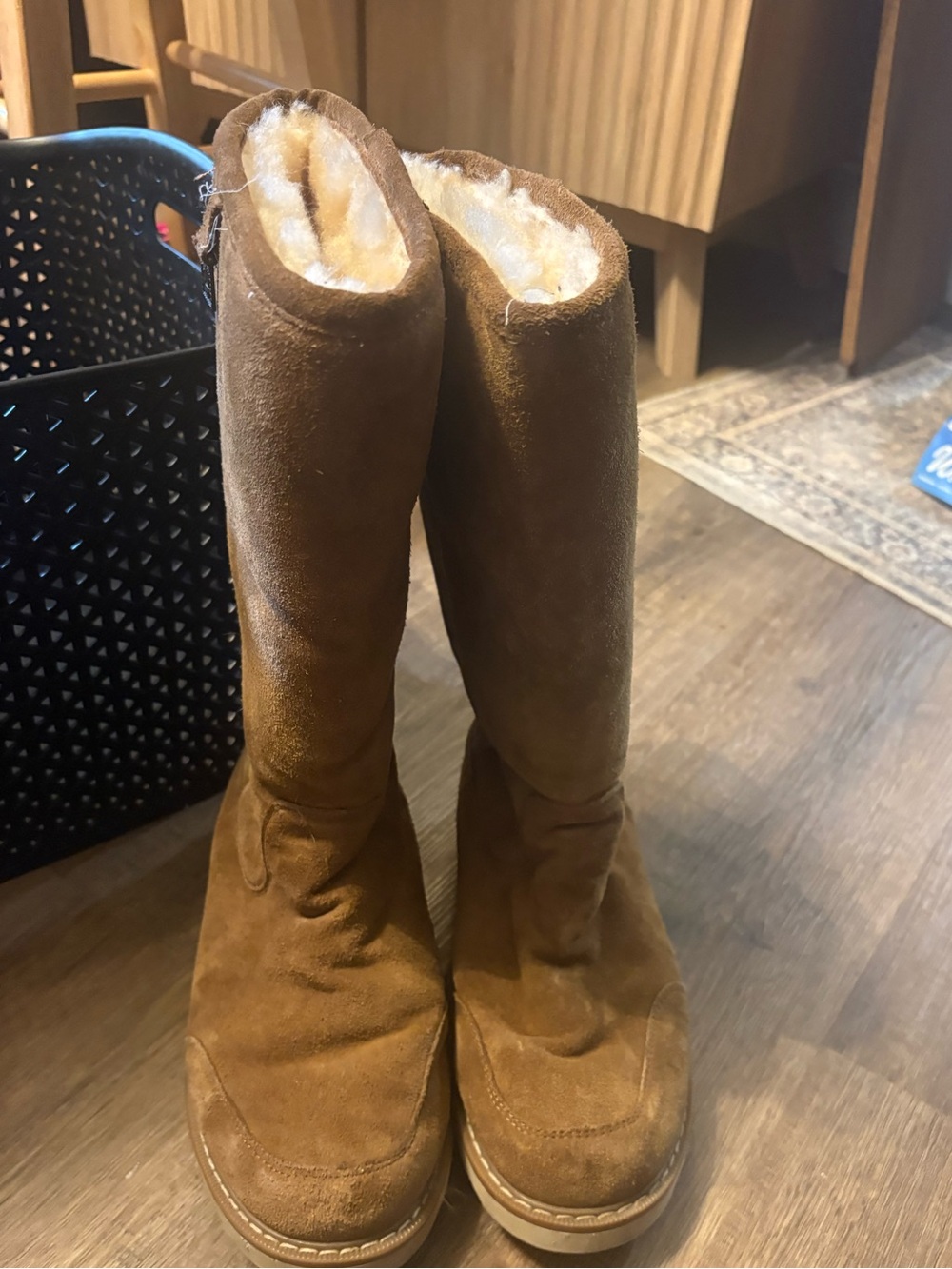 Women's bearpaw Tall Suede Shearling-Lined Winter Boots - Brown